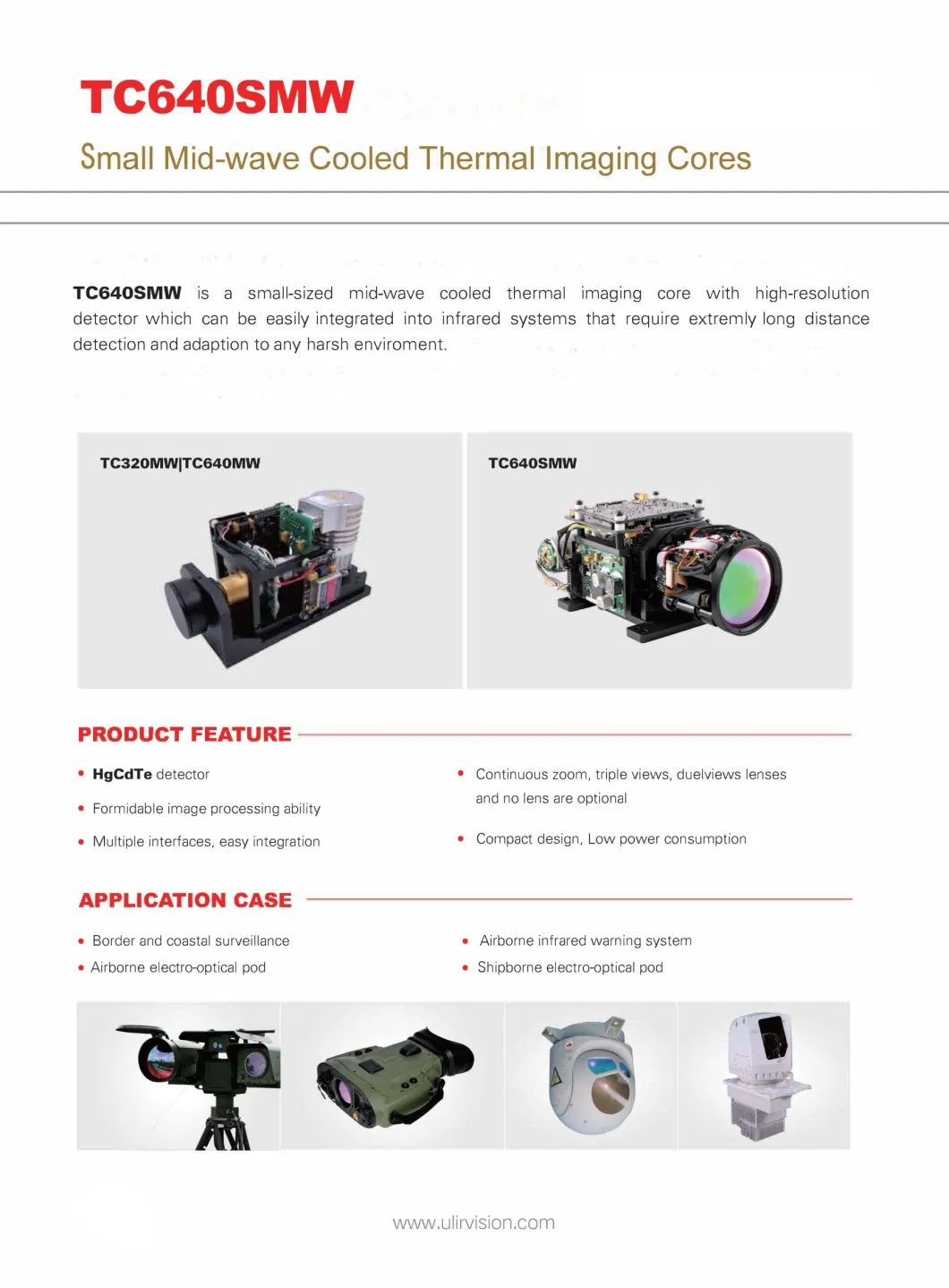 Multiple Lenses Are Optional Swir Cooled Thermal Imaging Core Infrared Camera Tc640smw